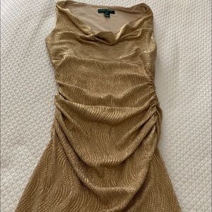 Gorgeous Metallic Gold Ralph Lauren Cocktail Dress